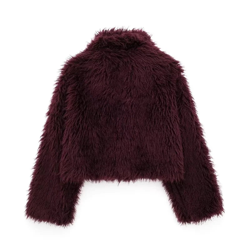 Amara | Burgundy Faux Fur Cardigan