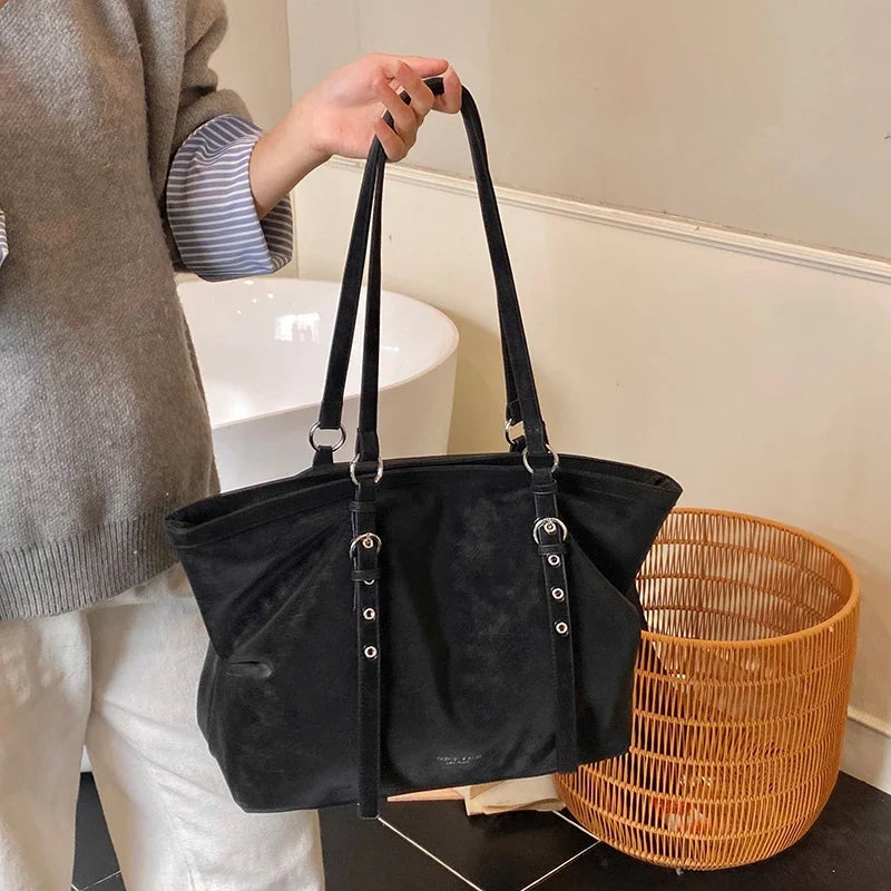 Mirella | Suede Buckle Tote Bag