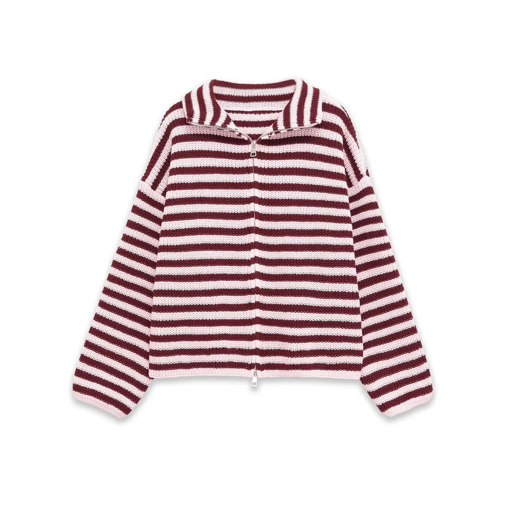 Rosalie | Striped Zip-Up Cardigan