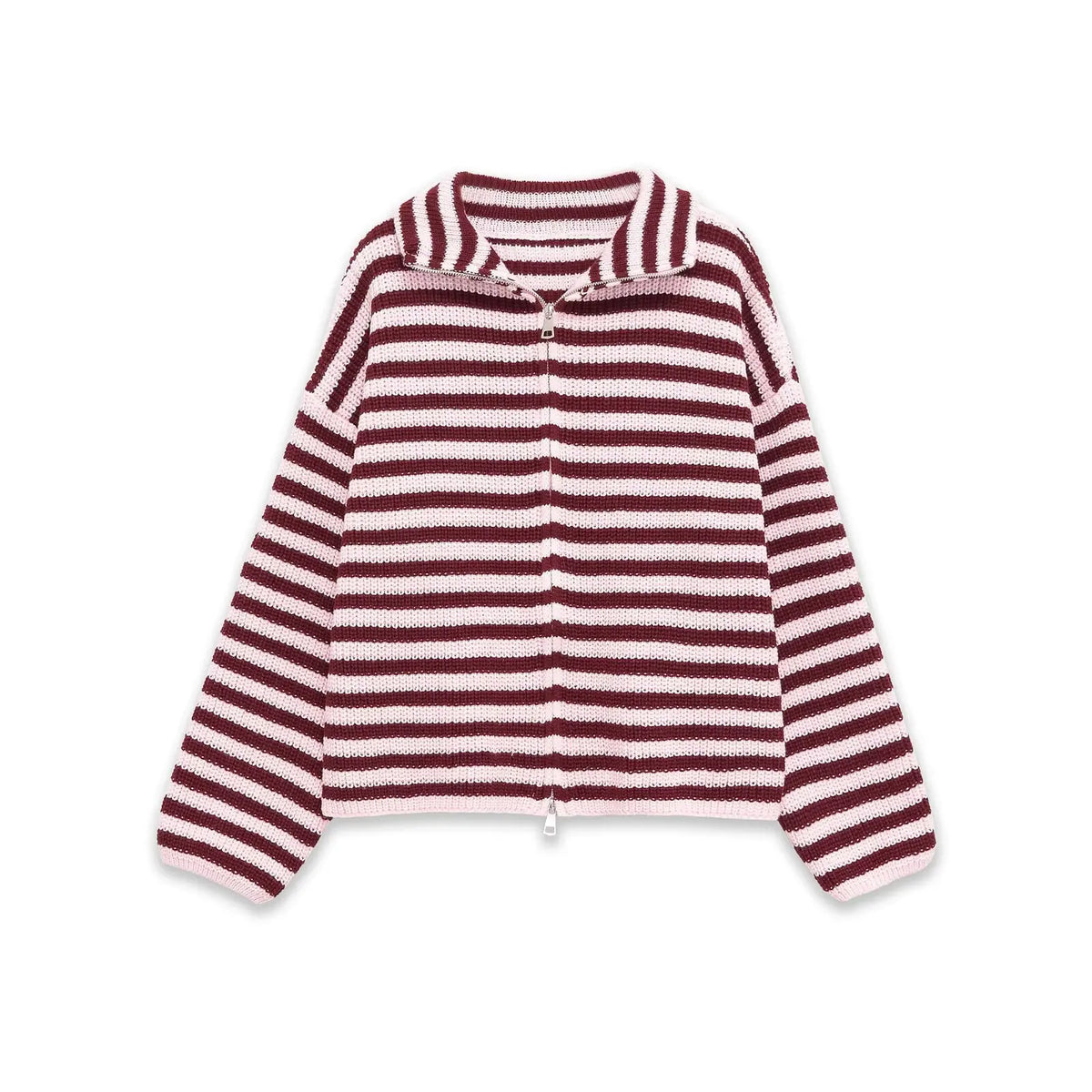 Rosalie | Striped Zip-Up Cardigan