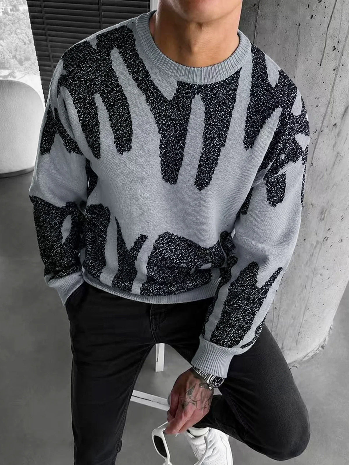 Milo | Abstract Jacquard Knit Sweater