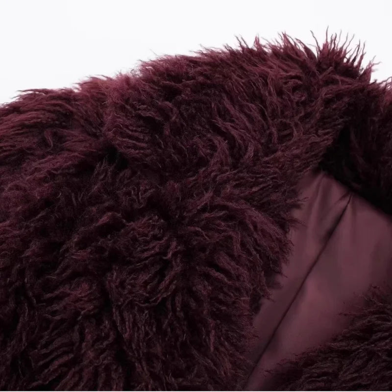 Amara | Burgundy Faux Fur Cardigan