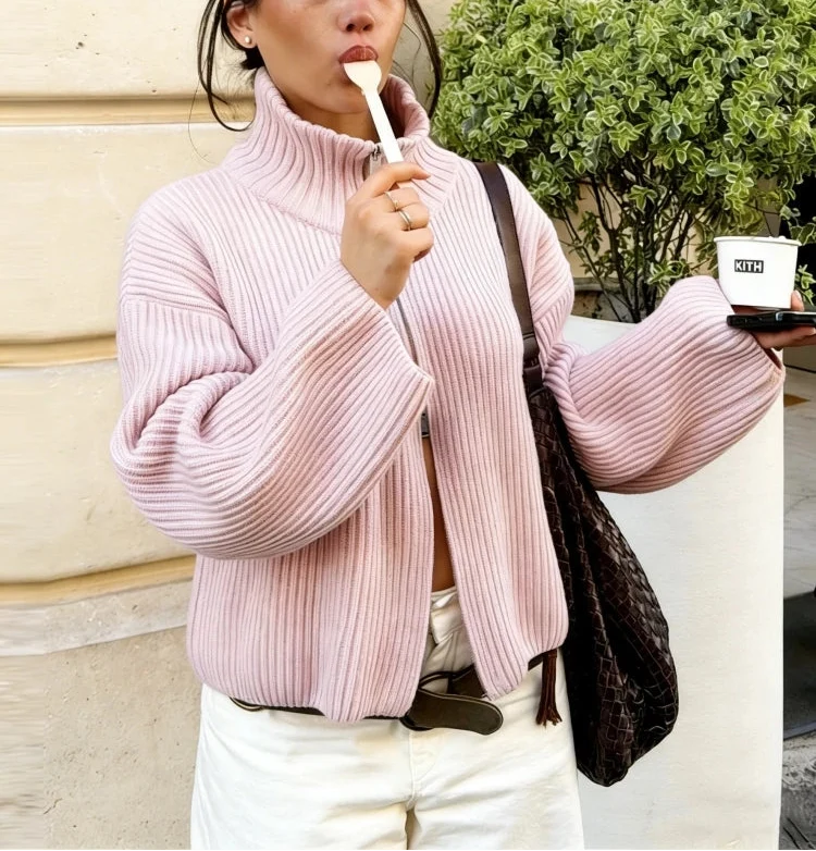 Rosalie | Striped Zip-Up Cardigan