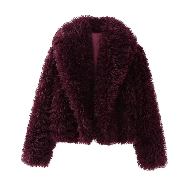 Amara | Burgundy Faux Fur Cardigan
