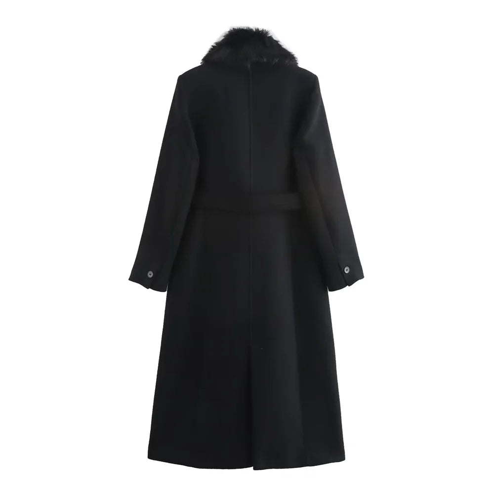 Amelie | Belted Fur-Collar Coat