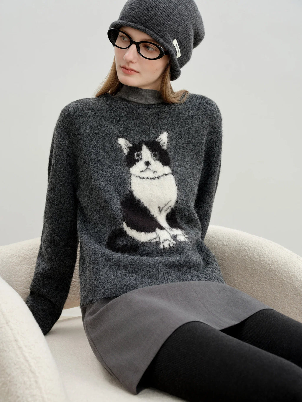 Luna | Cat Jacquard Knit Sweater
