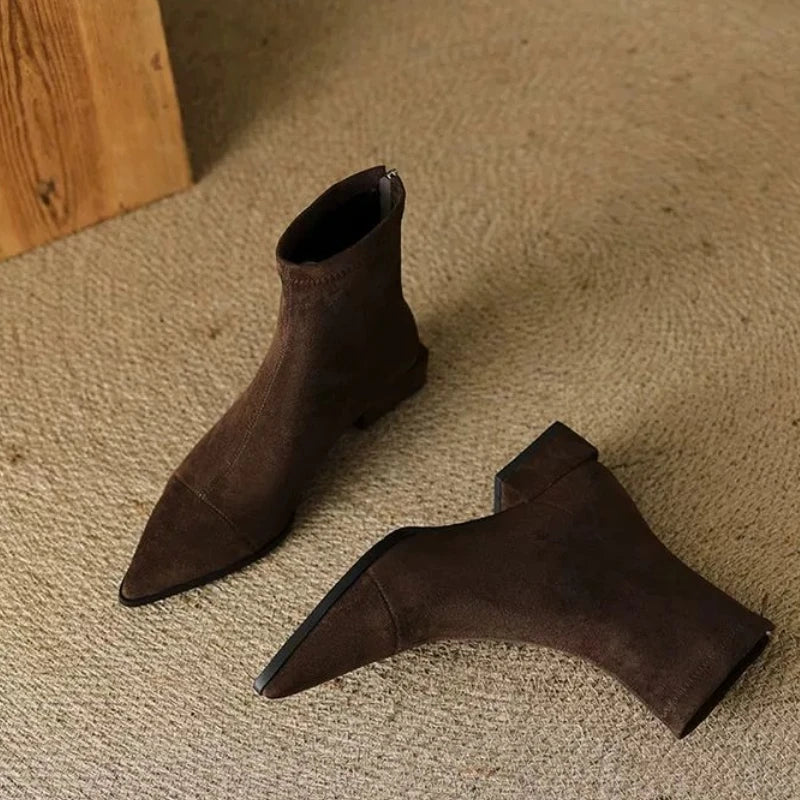 Luna | Pointed Toe Low Heel Ankle Boots