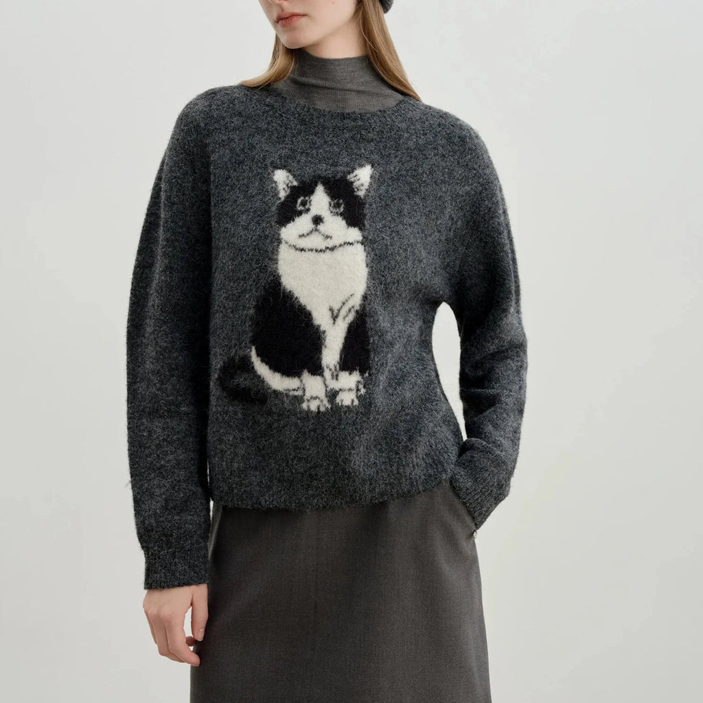 Luna | Cat Jacquard Knit Sweater