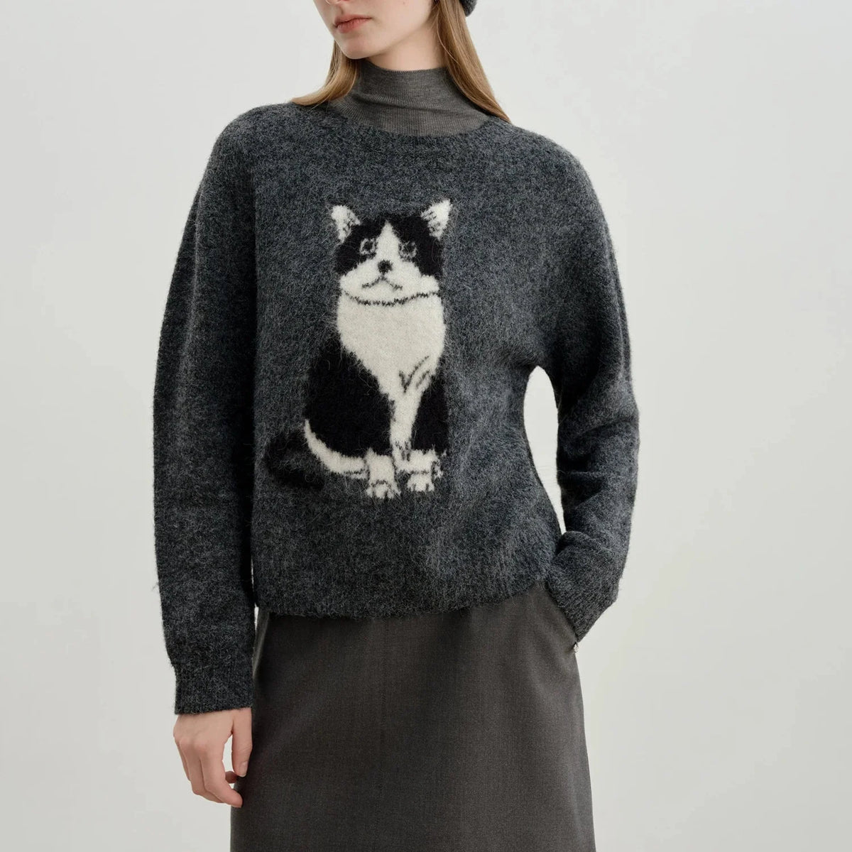 Luna | Cat Jacquard Knit Sweater
