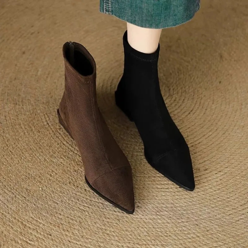 Luna | Pointed Toe Low Heel Ankle Boots