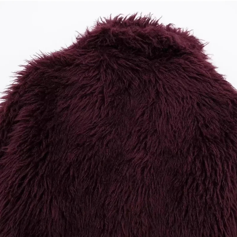 Amara | Burgundy Faux Fur Cardigan