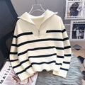 Elise | Striped Zip Knit Sweater