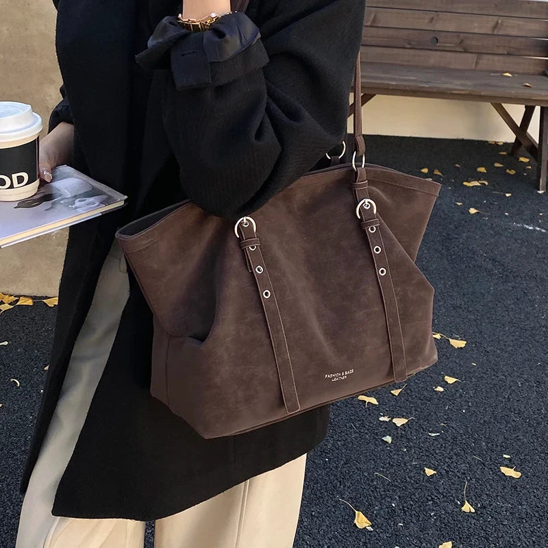 Mirella | Suede Buckle Tote Bag