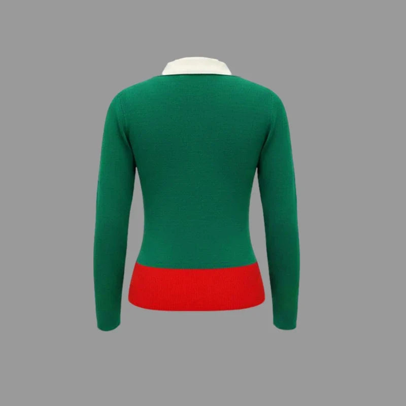 Sophia | Contrast Button Knit Sweater