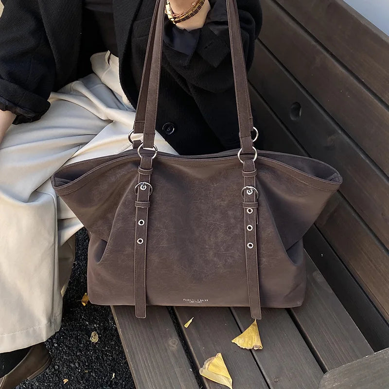 Mirella | Suede Buckle Tote Bag