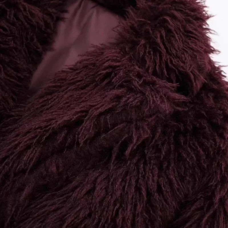 Amara | Burgundy Faux Fur Cardigan