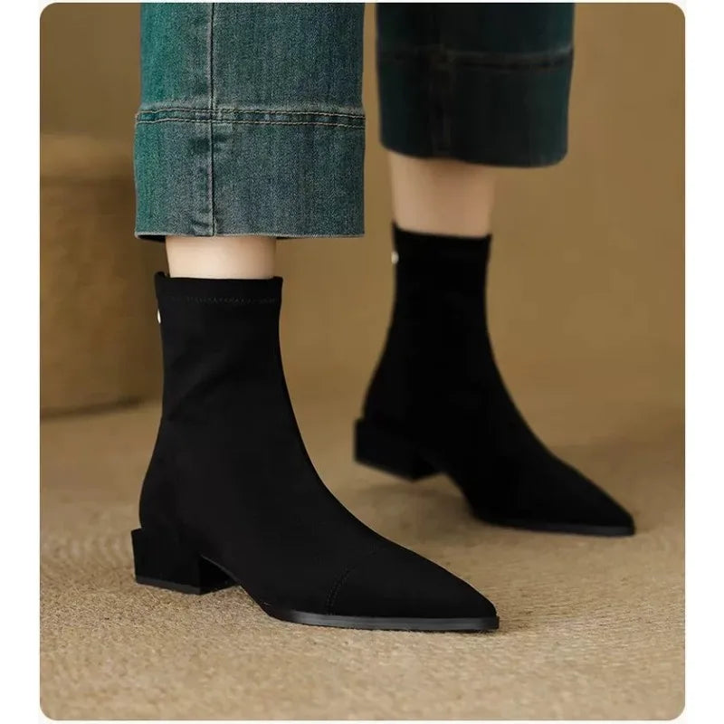 Luna | Pointed Toe Low Heel Ankle Boots