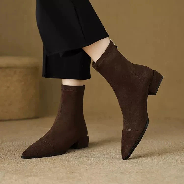 Luna | Pointed Toe Low Heel Ankle Boots