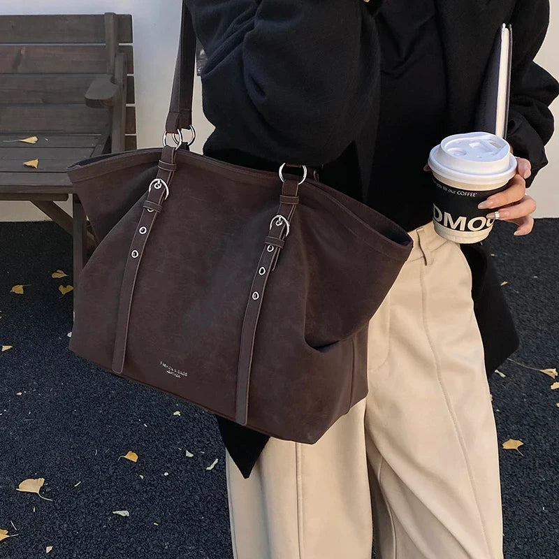 Mirella | Suede Buckle Tote Bag