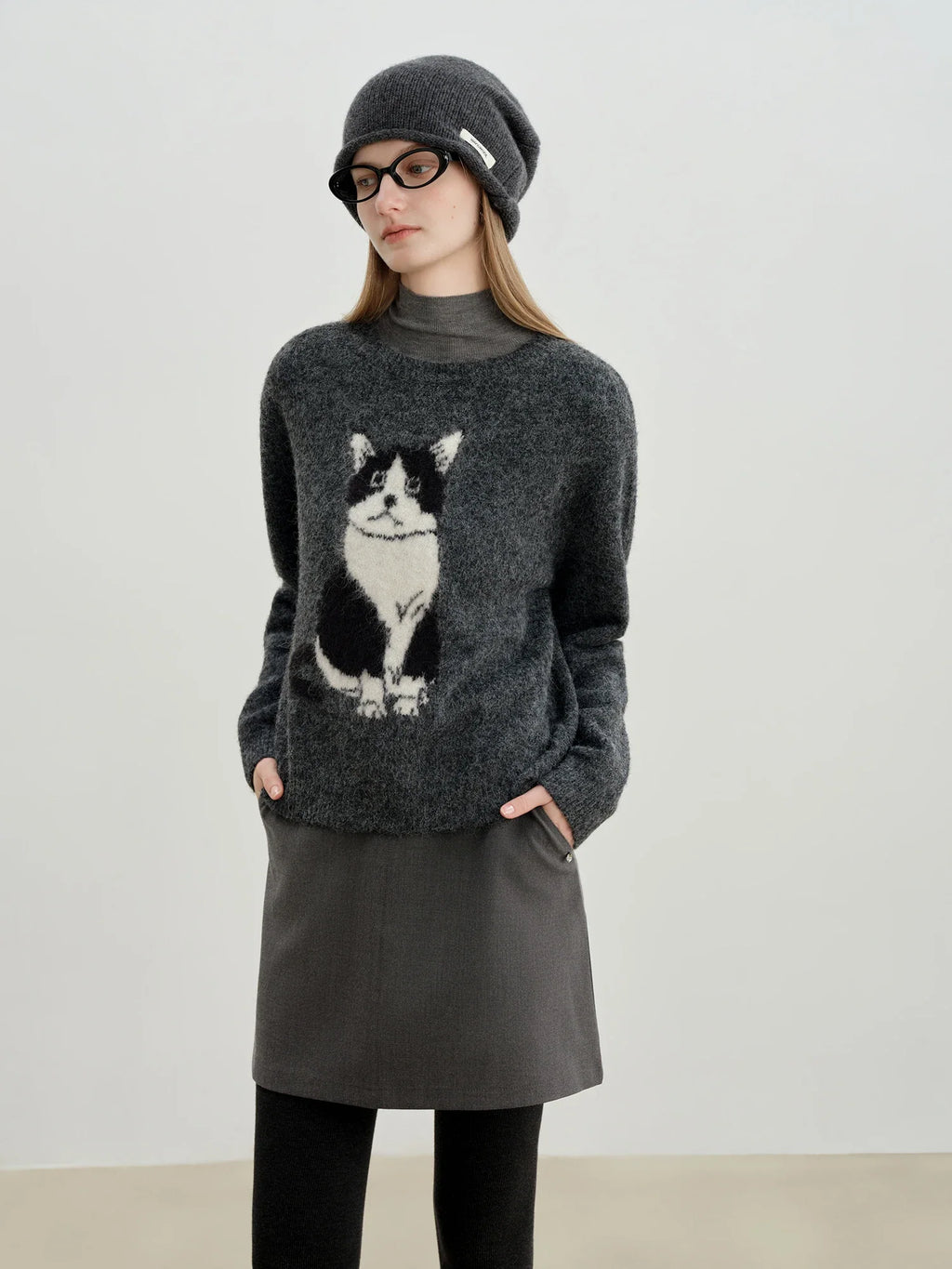 Luna | Cat Jacquard Knit Sweater