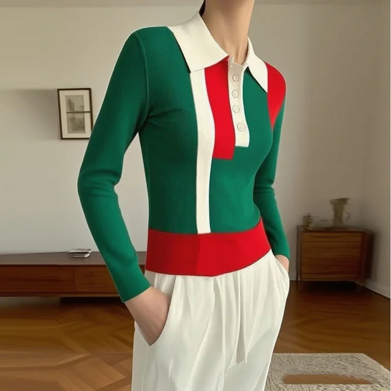 Sophia | Contrast Button Knit Sweater
