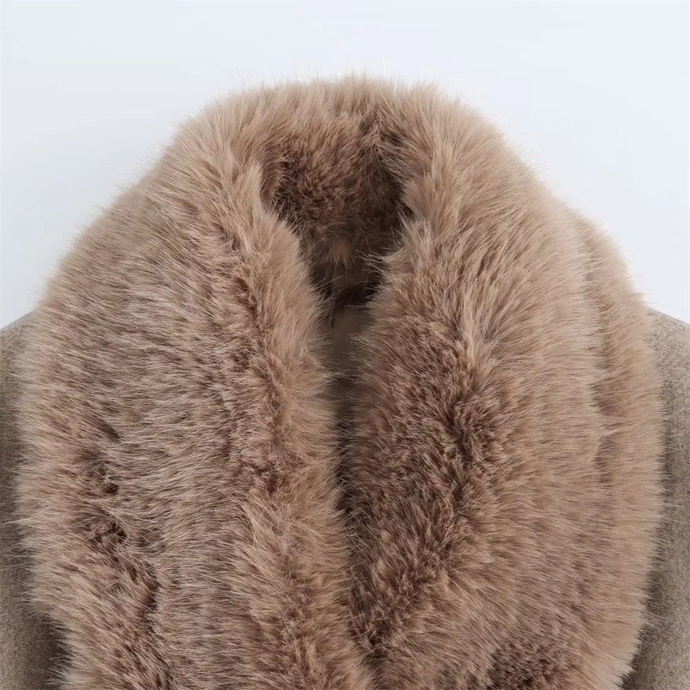 Amelie | Belted Fur-Collar Coat