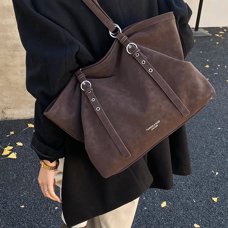 Mirella | Suede Buckle Tote Bag