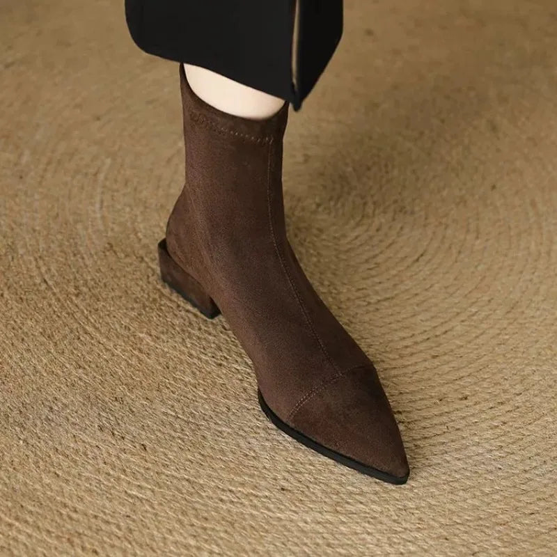 Luna | Pointed Toe Low Heel Ankle Boots