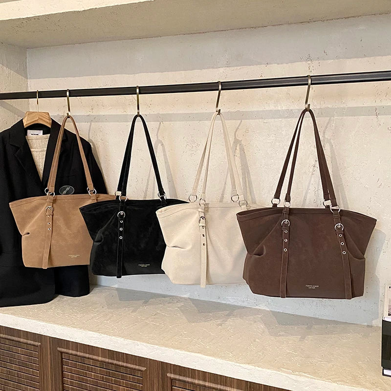 Mirella | Suede Buckle Tote Bag