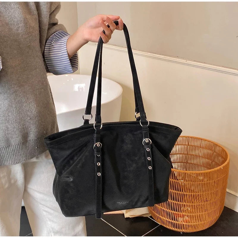 Mirella | Suede Buckle Tote Bag
