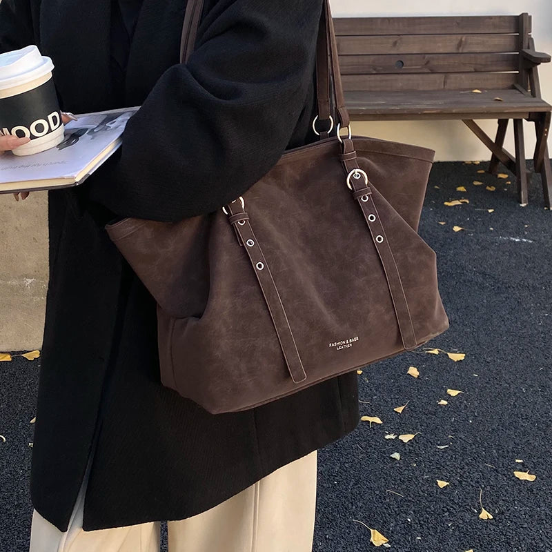 Mirella | Suede Buckle Tote Bag