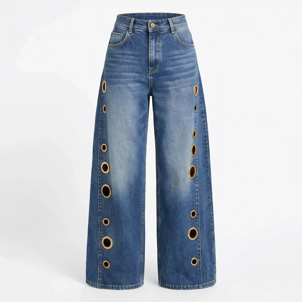 Luna | Cutout Wide Leg Jeans