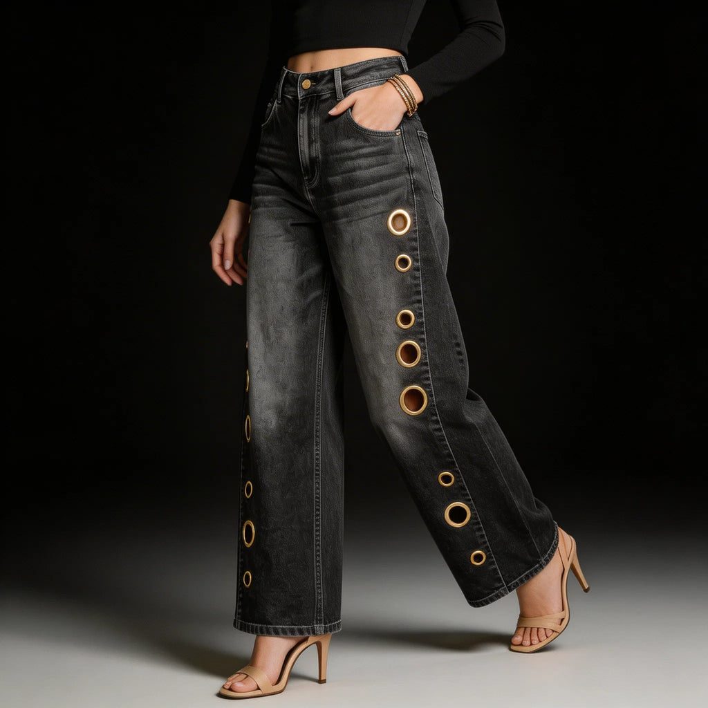 Luna | Cutout Wide Leg Jeans